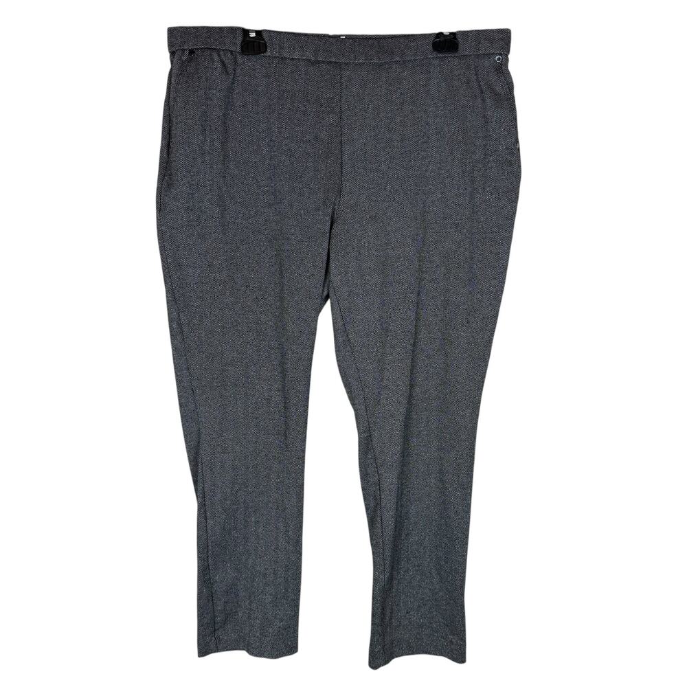 Anne Klein Pants Women XL Gray Herringbone‎ Metallic Skinny Leg Stretch Trousers